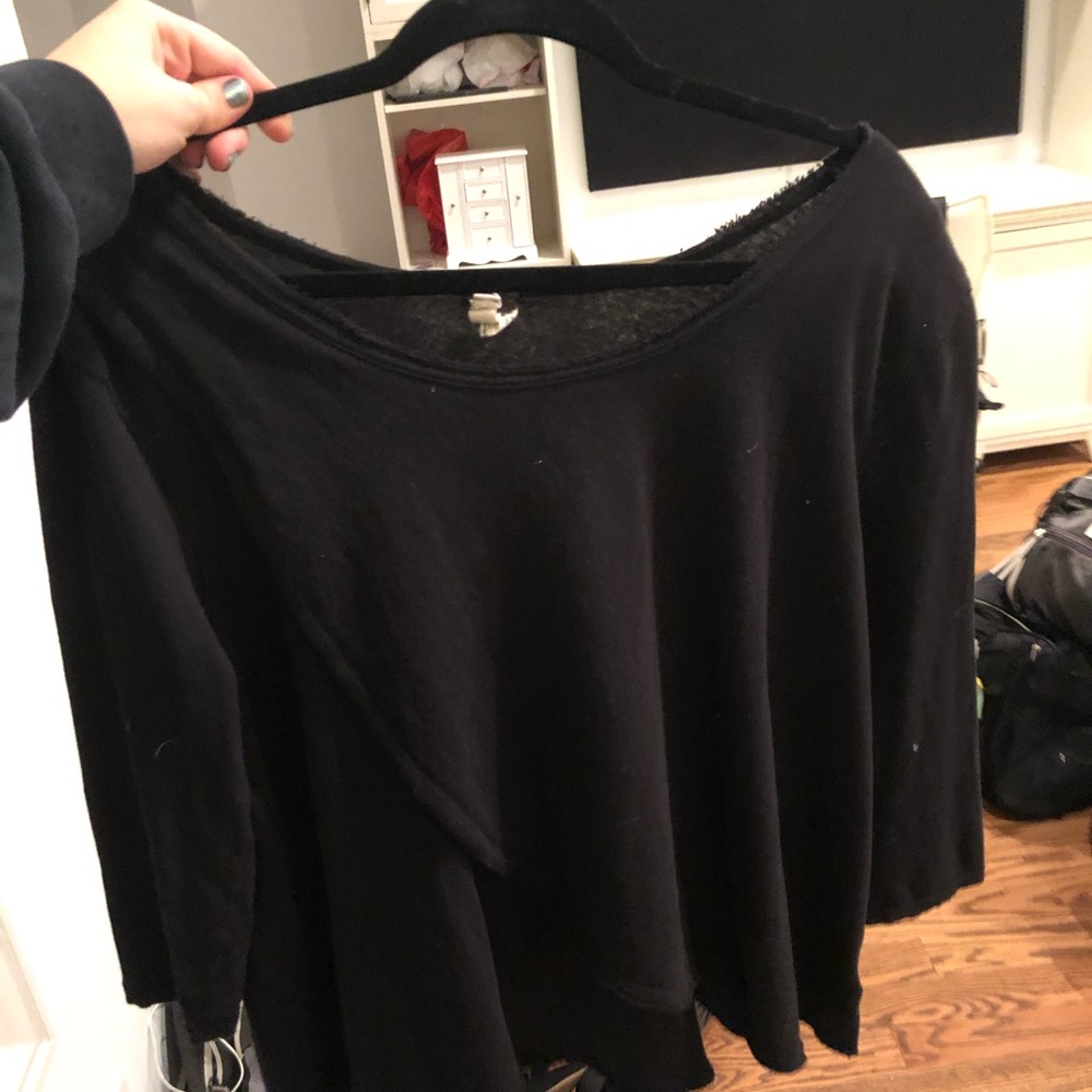 We The Free Free People Black Criss Cross Top